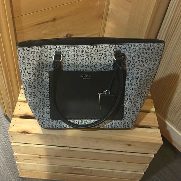 Guess Black and Gray Monogram Tote - Picture 1 of 4